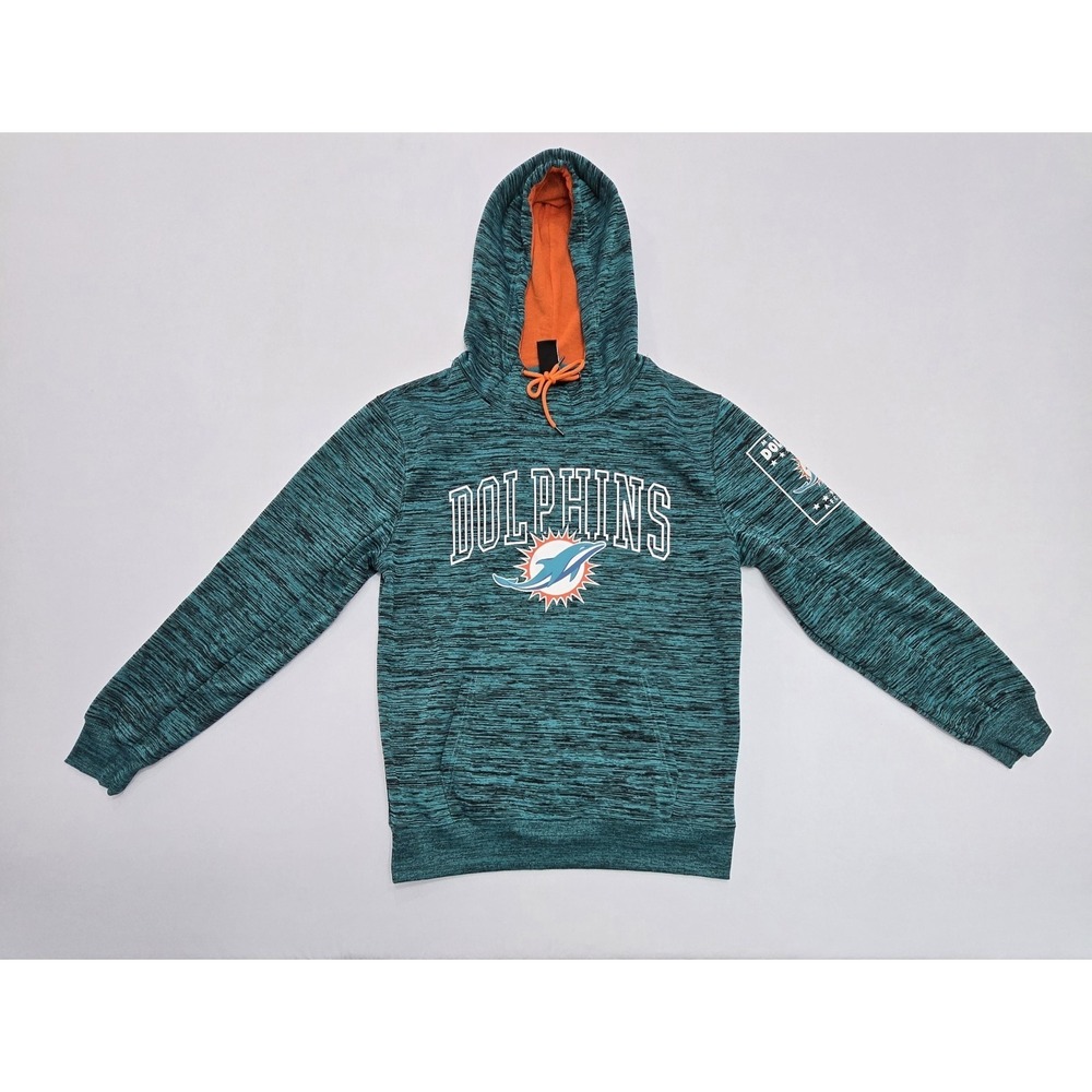 Miami Dolphins Pullover Hoodie NFL Team Apparel Aqua/Orange Mens Size Medium